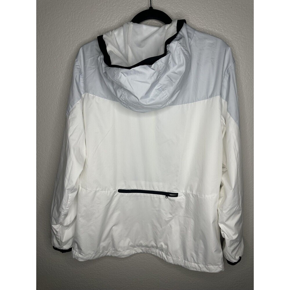 Nike Jacket Mens Medium White Gray Hooded Windbreaker Neon Zip Running Sport - Picture 6 of 6